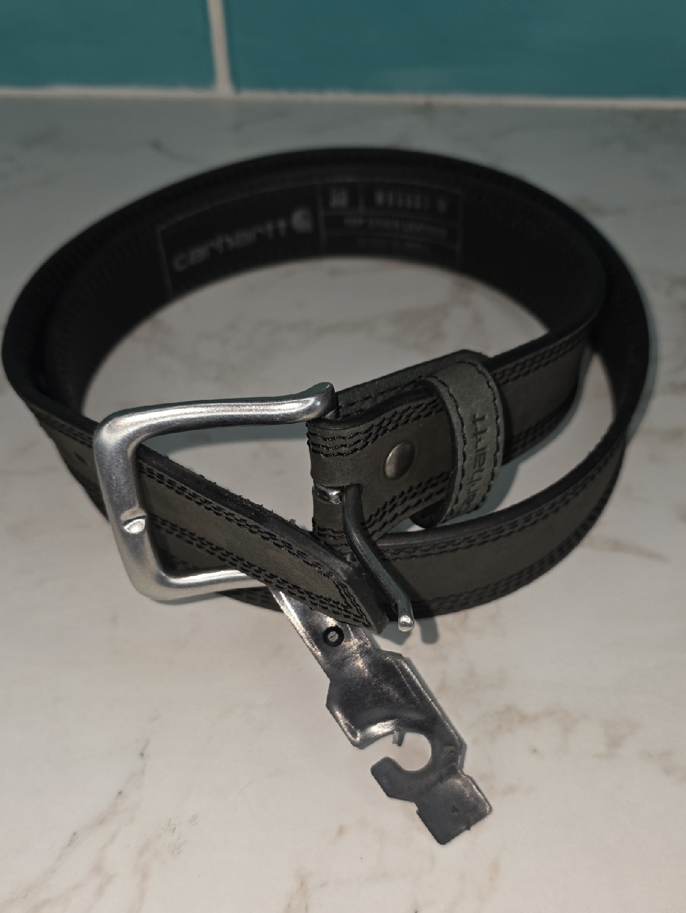 Carhartt Black Belt with Silver-Tone Buckle
